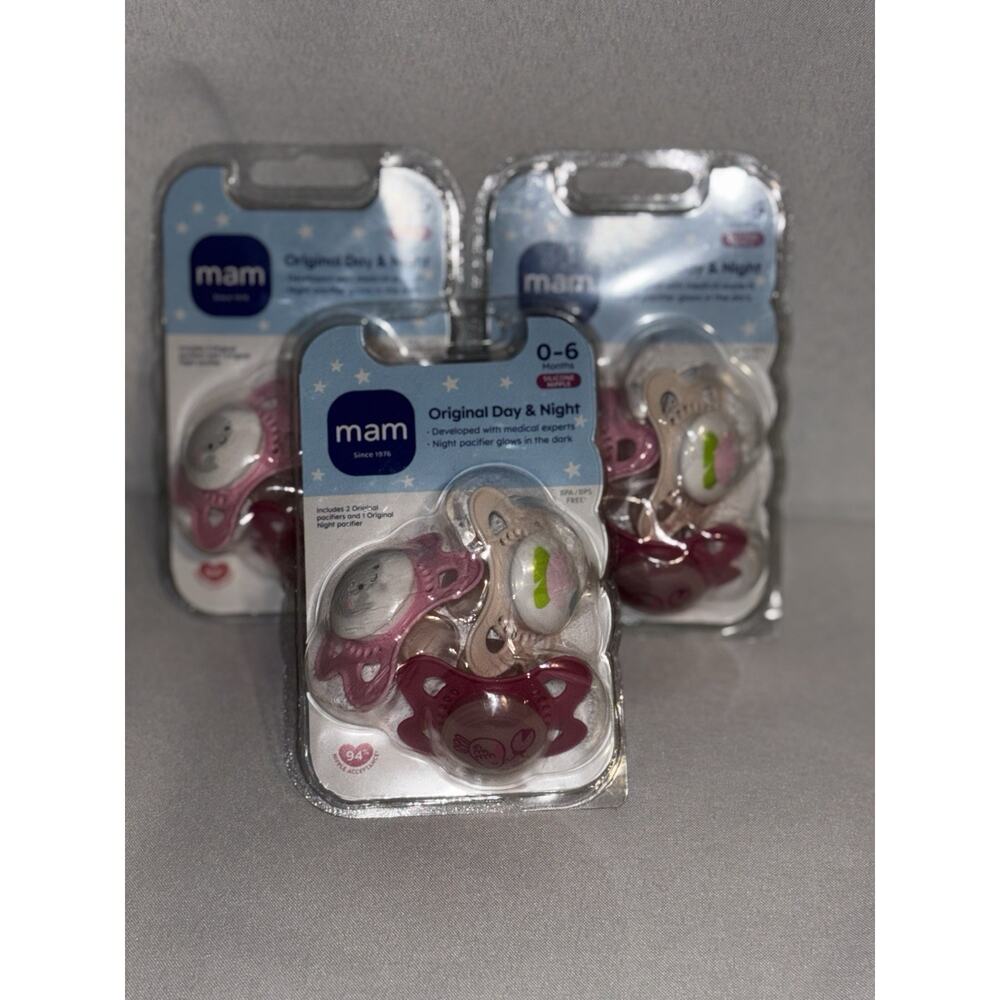 MAM Pacifier Value Pack 0-6 months - 2 Day and 1 Night X3 = 9 Pacifiers